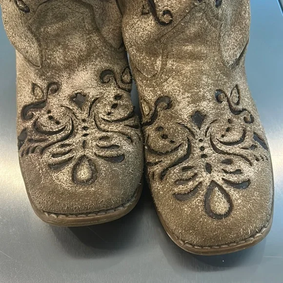 Little Girl Roper Belle Tan Cowboy Western Boots GUC sz 12 Leather Upper Balance - Picture 5 of 17